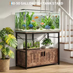 Supporto per acquario in metallo e legno nero/marrone/grigio – Montaggio a 2 persone, adatto a 150-190 L