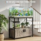 Supporto per acquario in metallo e legno nero/marrone/grigio – Montaggio a 2 persone, adatto a 150-190 L