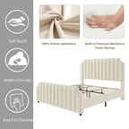 Giroletto in velluto beige/grigio Queen Size – Imbottito, per 1 persona