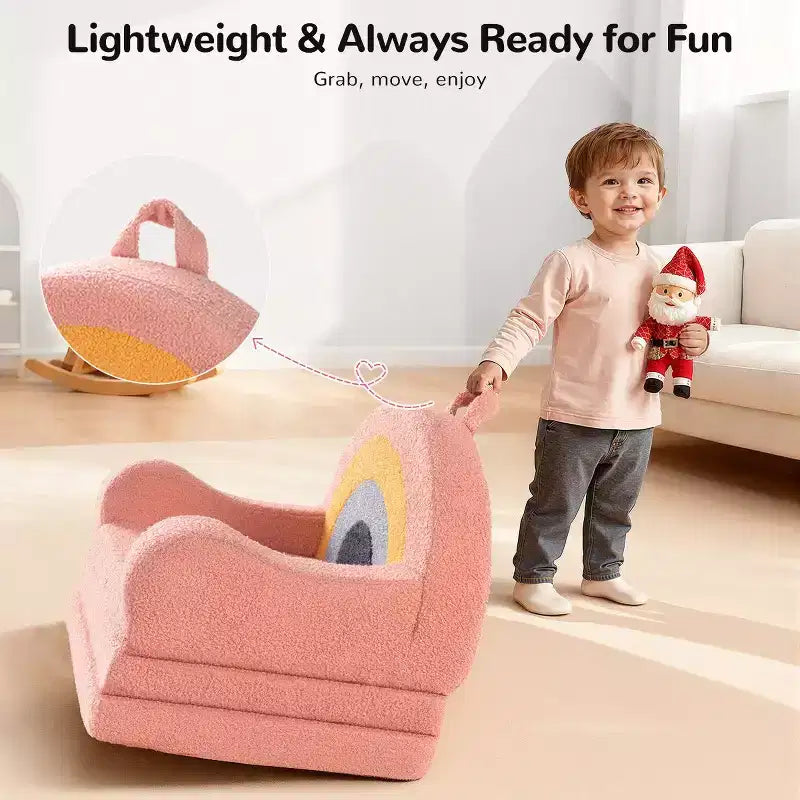 Divano e Lettino Convertibile 2-in-1 per Bambini, Orso/Arcobaleno, 1 Posto