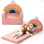 Divano e Lettino Convertibile 2-in-1 per Bambini, Orso/Arcobaleno, 1 Posto