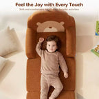 Divano e Lettino Convertibile 2-in-1 per Bambini, Orso/Arcobaleno, 1 Posto