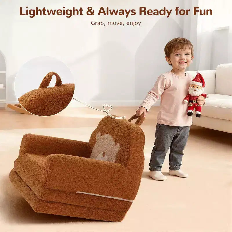 Divano e Lettino Convertibile 2-in-1 per Bambini, Orso/Arcobaleno, 1 Posto