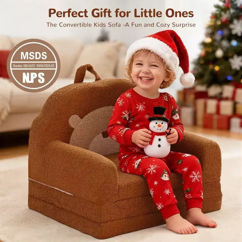 Divano e Lettino Convertibile 2-in-1 per Bambini, Orso/Arcobaleno, 1 Posto