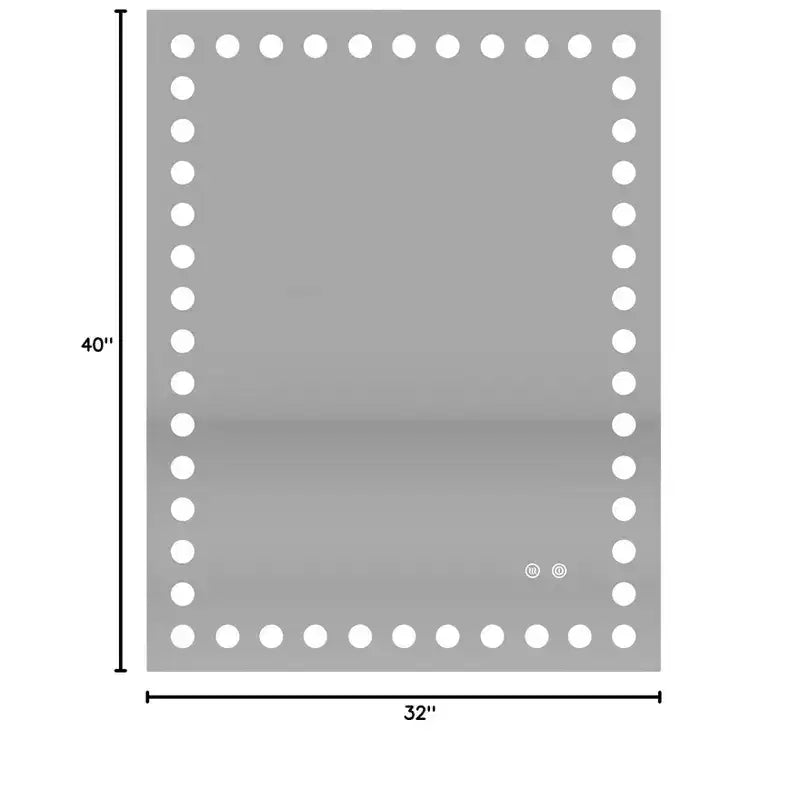 Specchio da bagno a LED 40x32, anti-appannamento, luce a 3 colori, da parete, 1 persona