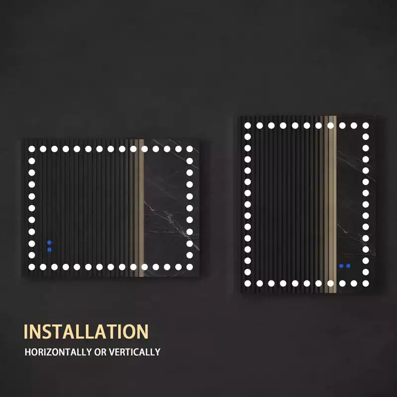 Specchio da bagno a LED 40x32, anti-appannamento, luce a 3 colori, da parete, 1 persona