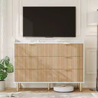 Cassettiera doppia con 6 cassetti in legno scanalato marrone, 1 persona