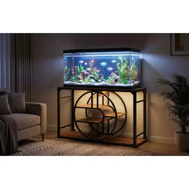 Supporto per Acquario a 2 Livelli in Metallo Nero, per 1 Persona