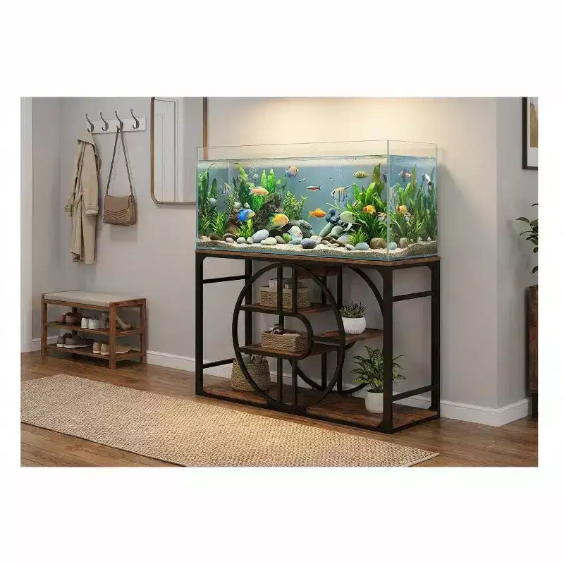 Supporto per Acquario a 2 Livelli in Metallo Nero, per 1 Persona