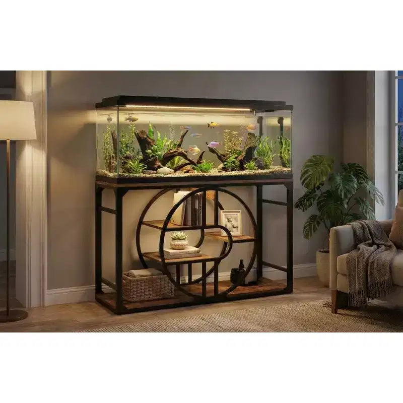 Supporto per Acquario a 2 Livelli in Metallo Nero, per 1 Persona