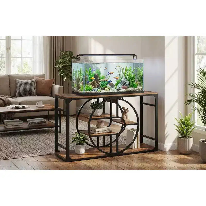 Supporto per Acquario a 2 Livelli in Metallo Nero, per 1 Persona