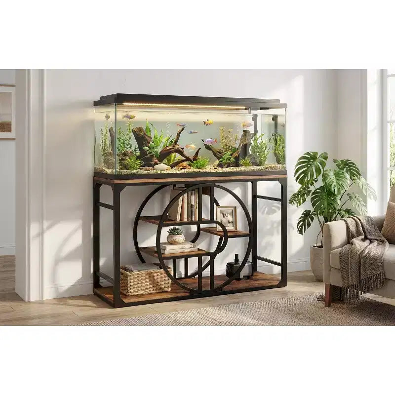 Supporto per Acquario a 2 Livelli in Metallo Nero, per 1 Persona