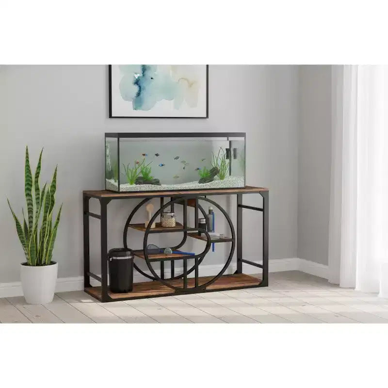 Supporto per Acquario a 2 Livelli in Metallo Nero, per 1 Persona