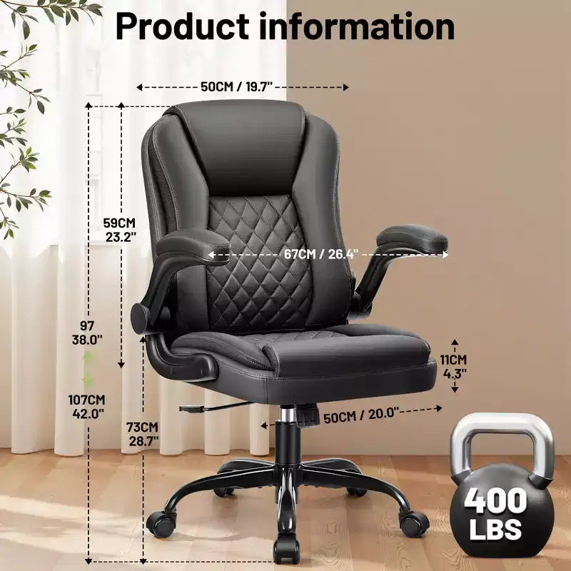 Sedia da ufficio ergonomica in pelle PU nera/marrone/grigia, sedile singolo