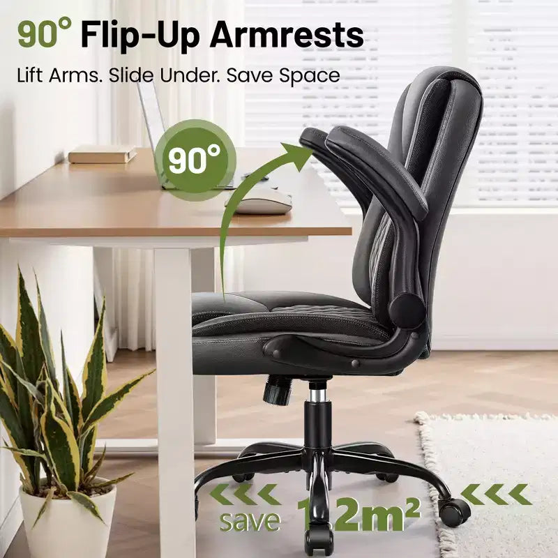 Sedia da ufficio ergonomica in pelle PU nera/marrone/grigia, sedile singolo
