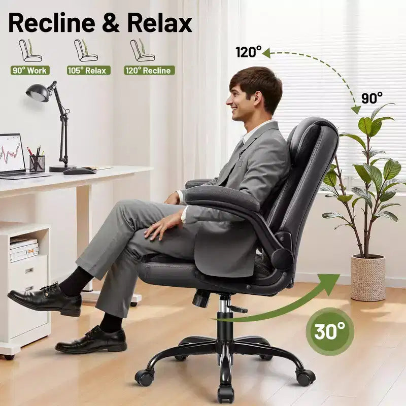 Sedia da ufficio ergonomica in pelle PU nera/marrone/grigia, sedile singolo