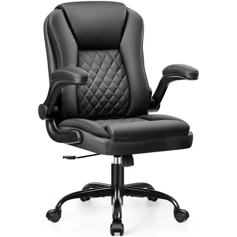 Sedia da ufficio ergonomica in pelle PU nera/marrone/grigia, sedile singolo