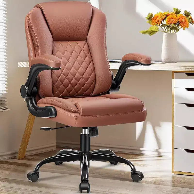 Sedia da ufficio ergonomica in pelle PU nera/marrone/grigia, sedile singolo