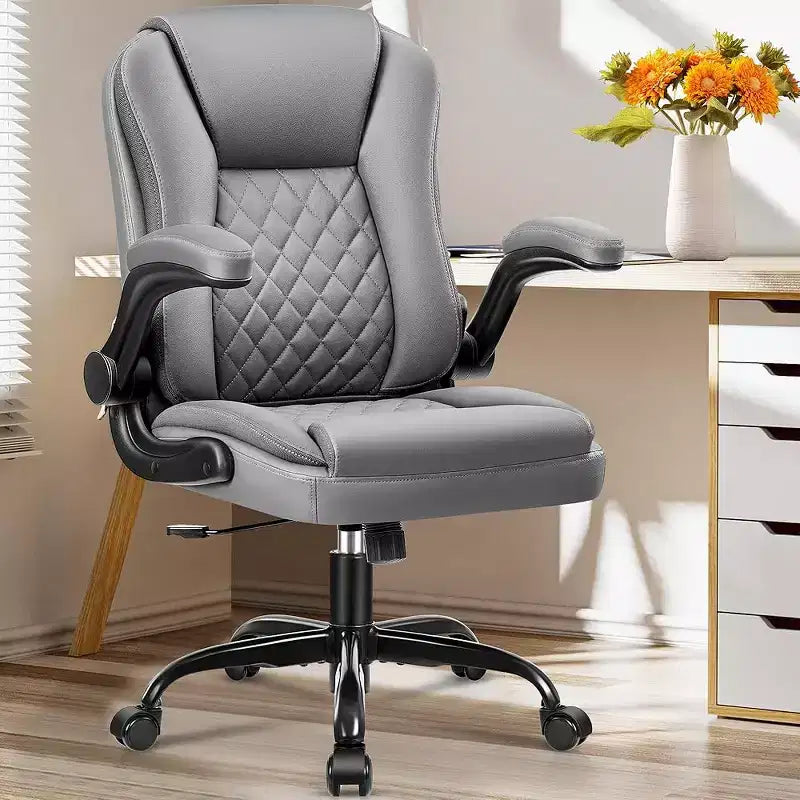 Sedia da ufficio ergonomica in pelle PU nera/marrone/grigia, sedile singolo