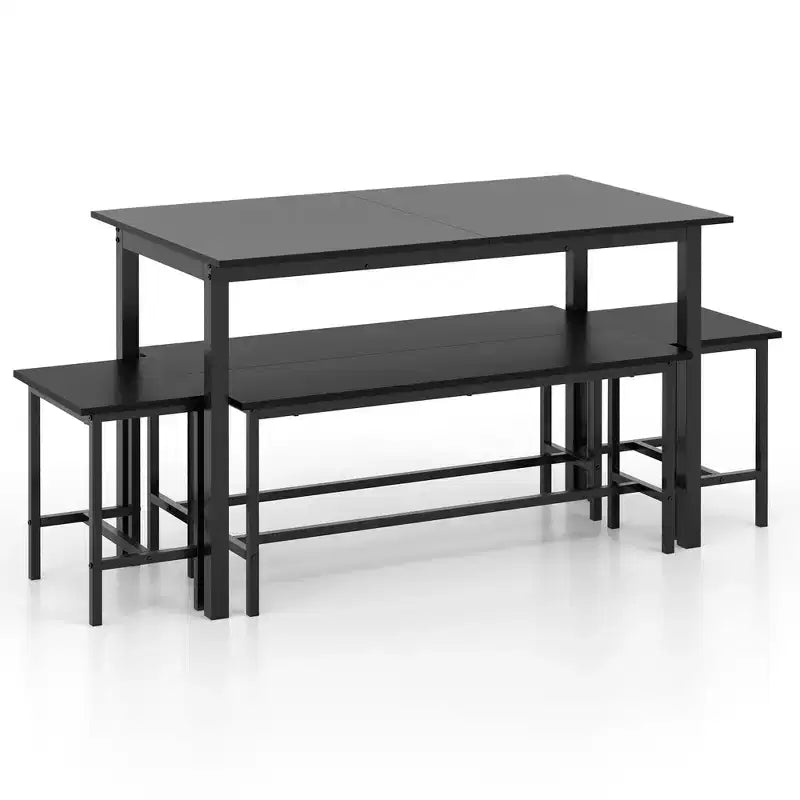 Set tavolo da pranzo rettangolare nero, 5 pezzi, 4-8 posti a sedere