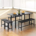 Set tavolo da pranzo rettangolare nero, 5 pezzi, 4-8 posti a sedere
