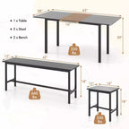 Set tavolo da pranzo rettangolare nero, 5 pezzi, 4-8 posti a sedere