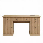 Scrivania direzionale White+Brown / in legno scanalato con schedario e cassetti – 1 Persona