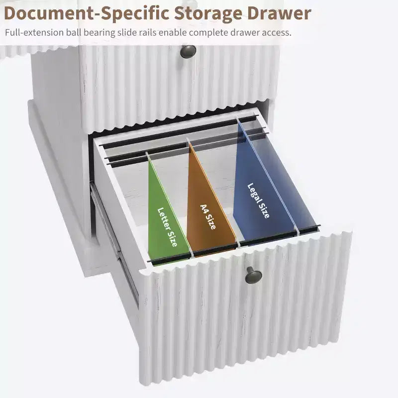 Scrivania direzionale White+Brown / in legno scanalato con schedario e cassetti – 1 Persona