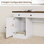 Scrivania direzionale White+Brown / in legno scanalato con schedario e cassetti – 1 Persona