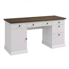 Scrivania direzionale White+Brown / in legno scanalato con schedario e cassetti – 1 Persona