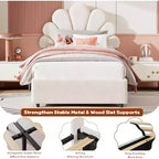 Struttura Letto Singolo in Velluto con Cassetti Contenitore, Blu/Rosa/Bianco, 1 Persona