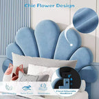 Struttura Letto Singolo in Velluto con Cassetti Contenitore, Blu/Rosa/Bianco, 1 Persona
