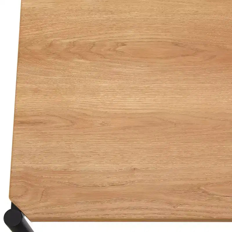Set da pranzo rettangolare in rovere/nero, 6 posti, 7 pezzi