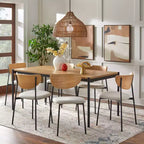 Set da pranzo rettangolare in rovere/nero, 6 posti, 7 pezzi