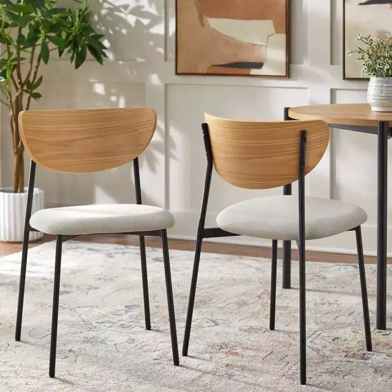 Set da pranzo rettangolare in rovere/nero, 6 posti, 7 pezzi