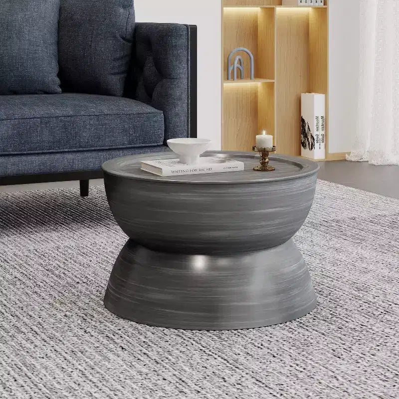 Tavolino da caffè Silver Round Hourglass, pezzo singolo