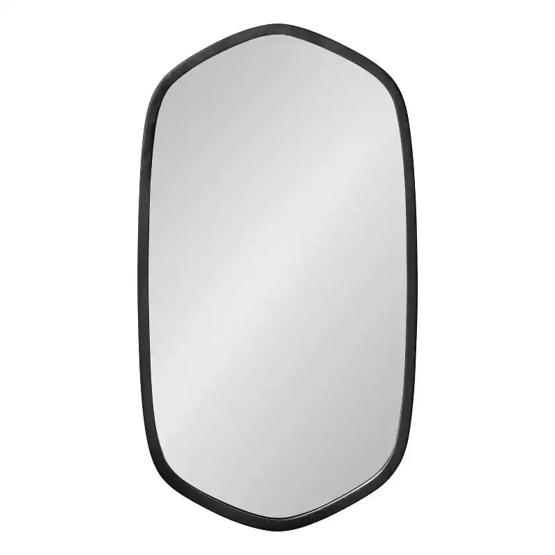 Specchio da Parete Esagonale con Cornice, Nero/Oro, 1 Pezzo