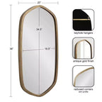 Specchio da Parete Esagonale con Cornice, Nero/Oro, 1 Pezzo