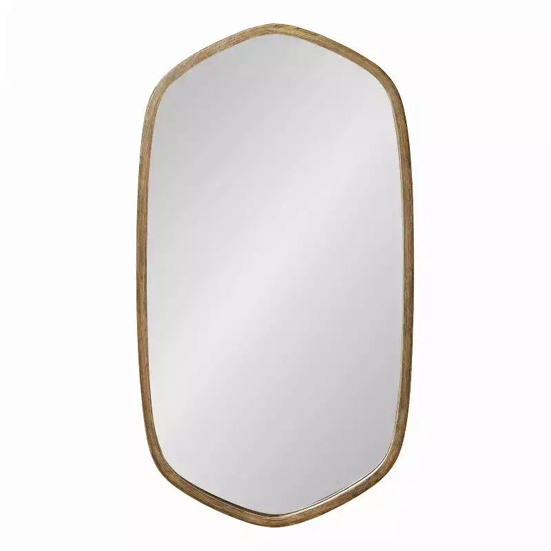 Specchio da Parete Esagonale con Cornice, Nero/Oro, 1 Pezzo