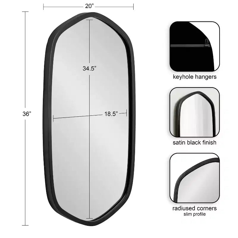 Specchio da Parete Esagonale con Cornice, Nero/Oro, 1 Pezzo