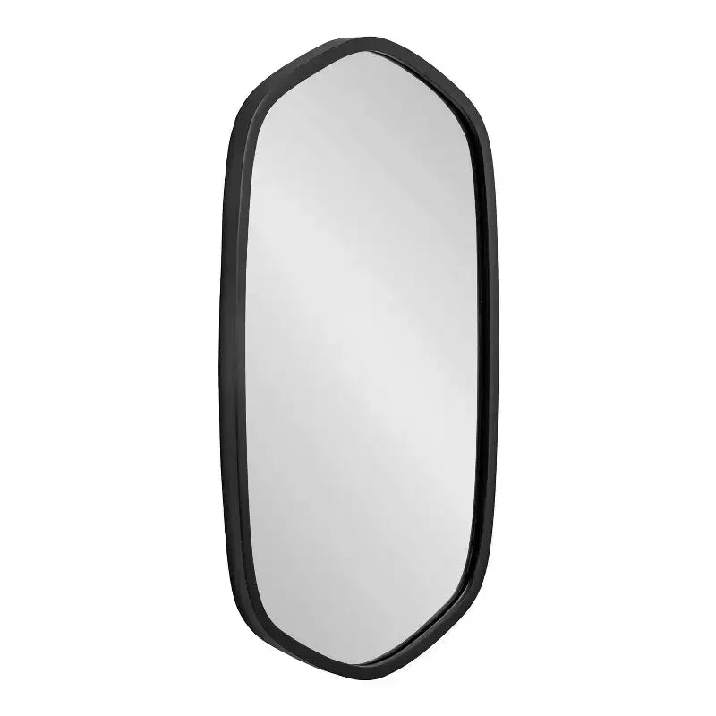 Specchio da Parete Esagonale con Cornice, Nero/Oro, 1 Pezzo