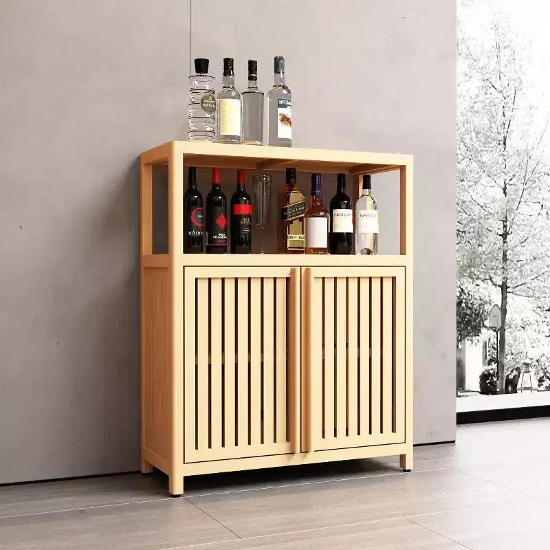 32.08 Tall Bamboo Storage Cabinet with 1 Open Shelves and 2 Doors for Bathroom, Natural 4A - ModernLuxe