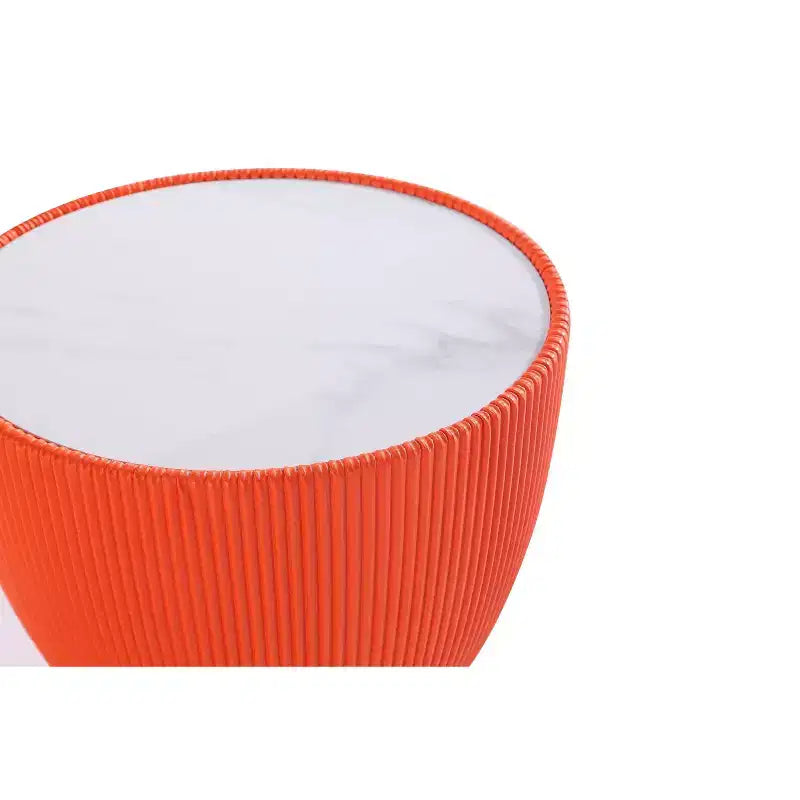 Set di tavolini da caffè e d'appoggio rotondi in finto marmo, 2 pezzi, crema / grigio crema / grigio / verde / arancione