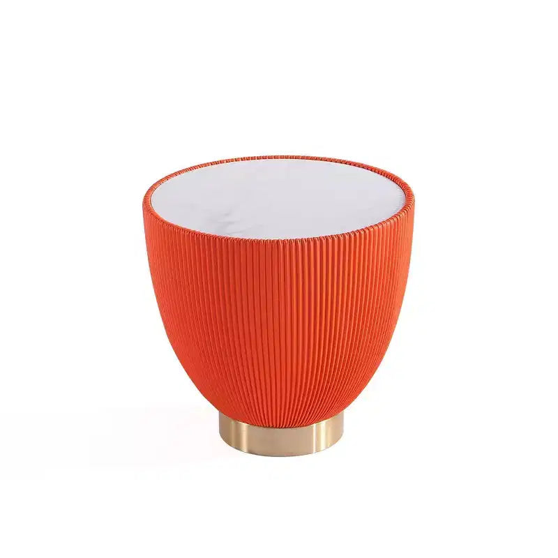 Set di tavolini da caffè e d'appoggio rotondi in finto marmo, 2 pezzi, crema / grigio crema / grigio / verde / arancione