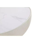 Set di tavolini da caffè e d'appoggio rotondi in finto marmo, 2 pezzi, crema / grigio crema / grigio / verde / arancione