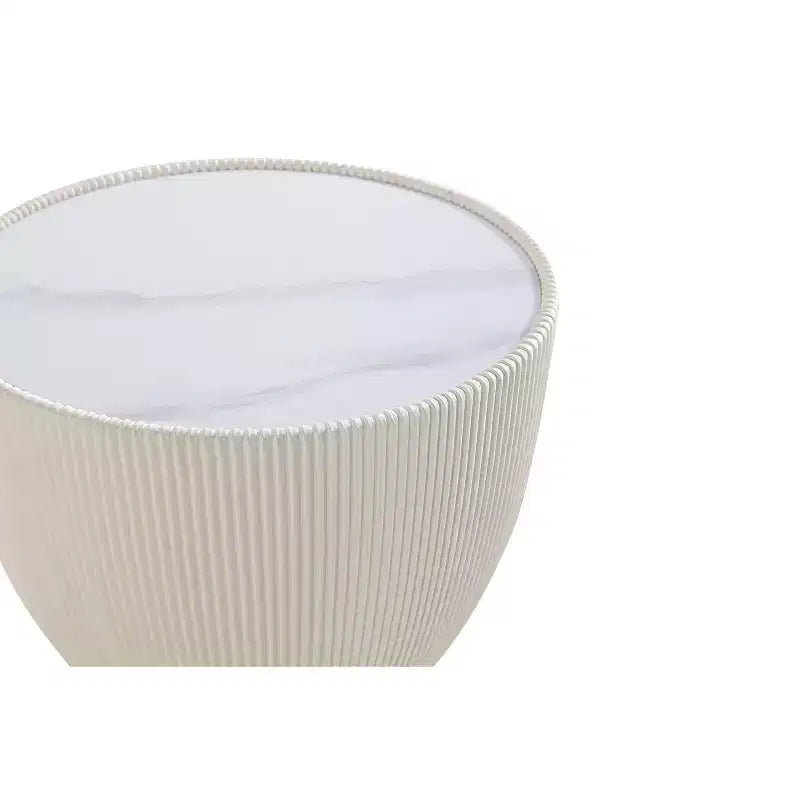 Set di tavolini da caffè e d'appoggio rotondi in finto marmo, 2 pezzi, crema / grigio crema / grigio / verde / arancione