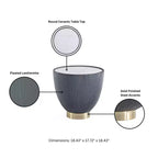 Set di tavolini da caffè e d'appoggio rotondi in finto marmo, 2 pezzi, crema / grigio crema / grigio / verde / arancione