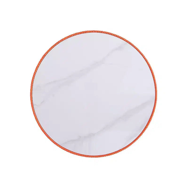 Set di tavolini da caffè e d'appoggio rotondi in finto marmo, 2 pezzi, crema / grigio crema / grigio / verde / arancione