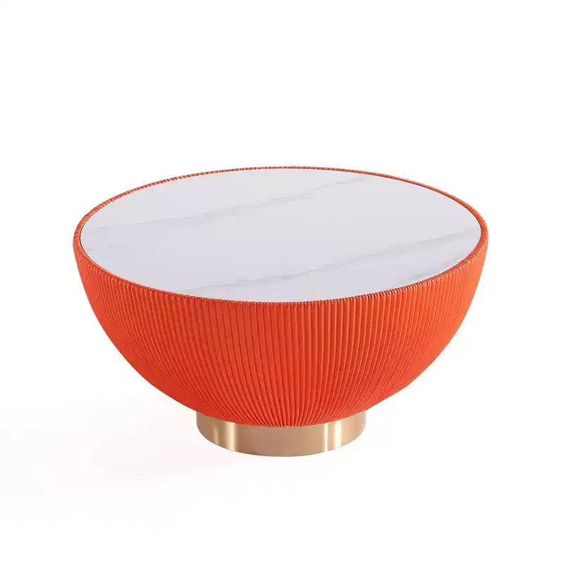 Set di tavolini da caffè e d'appoggio rotondi in finto marmo, 2 pezzi, crema / grigio crema / grigio / verde / arancione