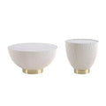 Set di tavolini da caffè e d'appoggio rotondi in finto marmo, 2 pezzi, crema / grigio crema / grigio / verde / arancione